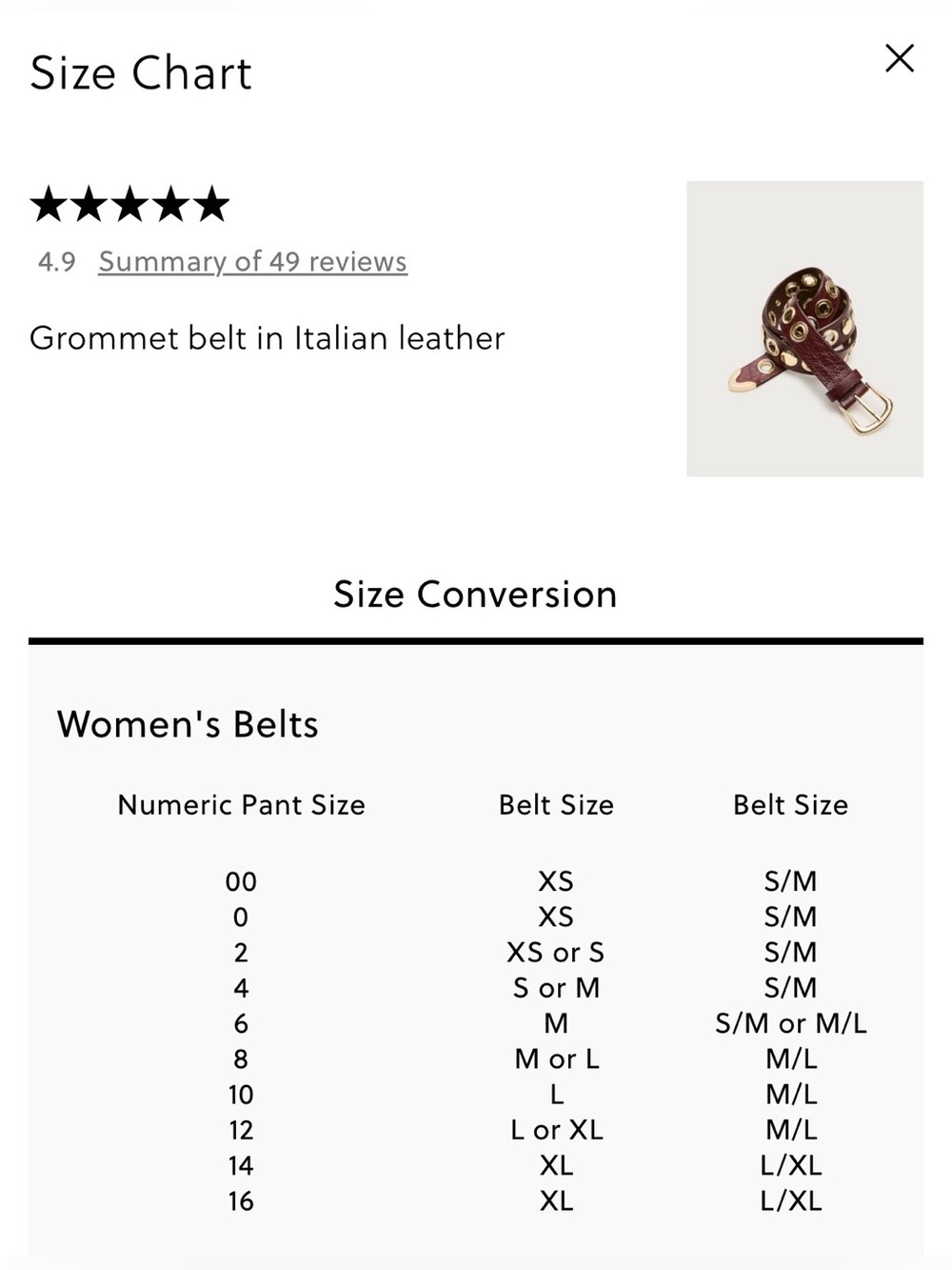 NEW J. Crew Women's Grommet Belt in Italian Leather Brown Size Small CR828 $98 - Picture 3 of 8